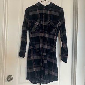 Flannel button down dress